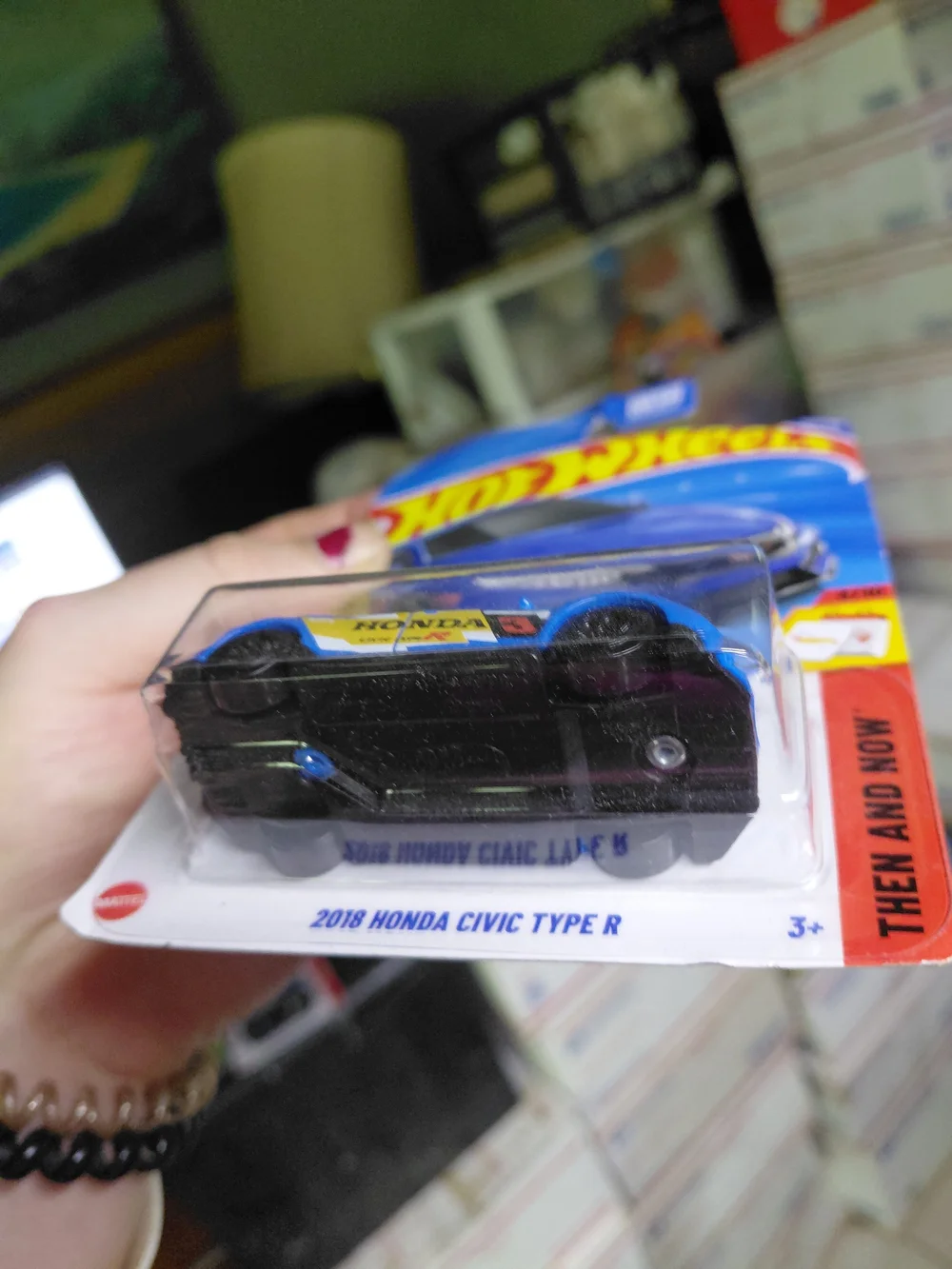 Hot Wheels 2018 Honda Civic Type R in blue, part of the 2025 